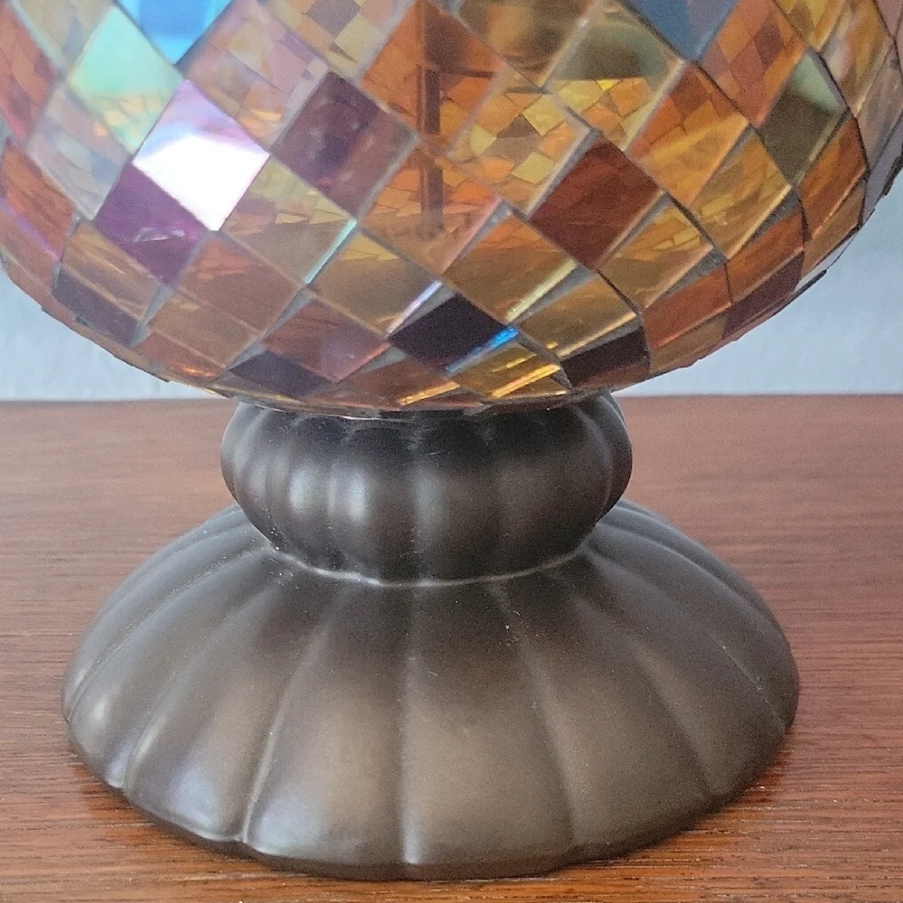 PARTYLITE Global Fusion 12" Hurricane Mosaic Stained Glass Candle Holder - Picture 8 of 12